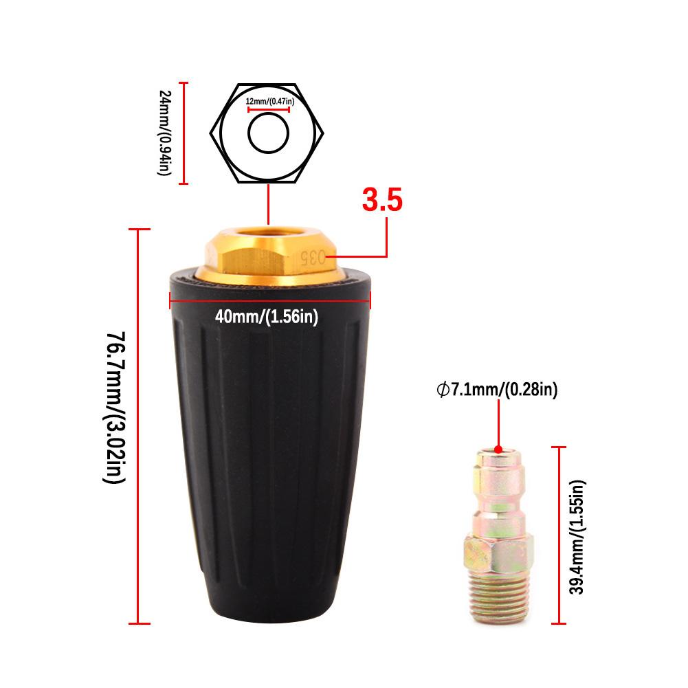 High Pressure Washer Nozzle 3600PSI 1Celsius4in Rotating Spray Tip Quick Connect Cleaning Tool