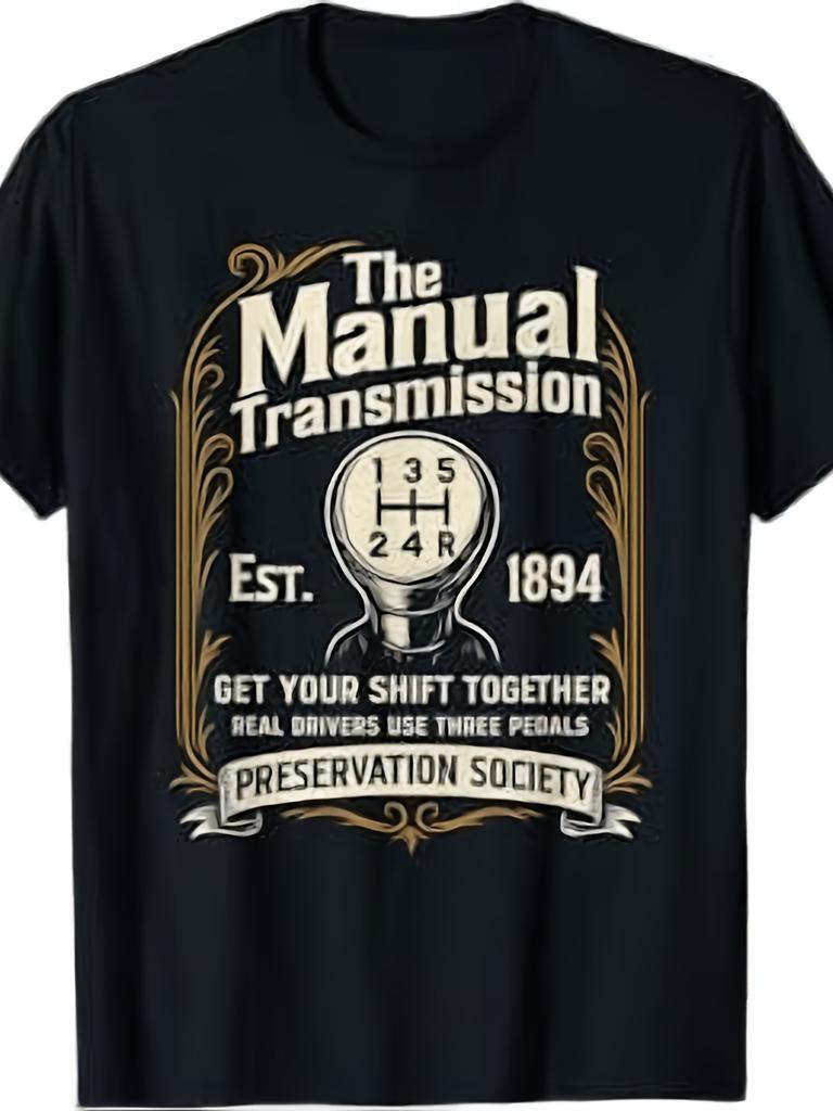 Manual Transmission Preservation Society Quote Short Sleeve Tee Car Style Soft Top For Daily Streetw