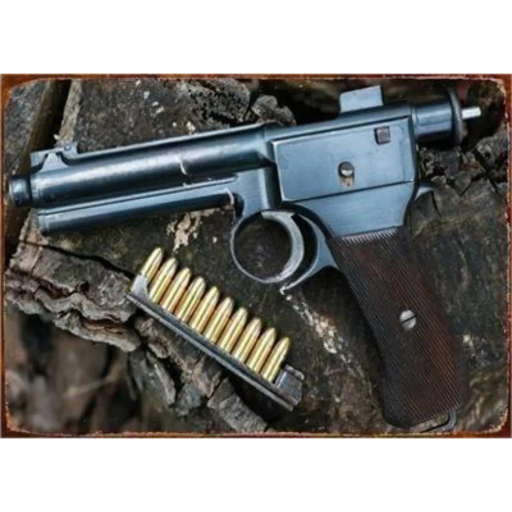 Vintage NEW Pistol HD Tin Painting Metal Sign Poster Home Living Room Bar Club Party Man Cave Art Wall Decorativ Iron Painting