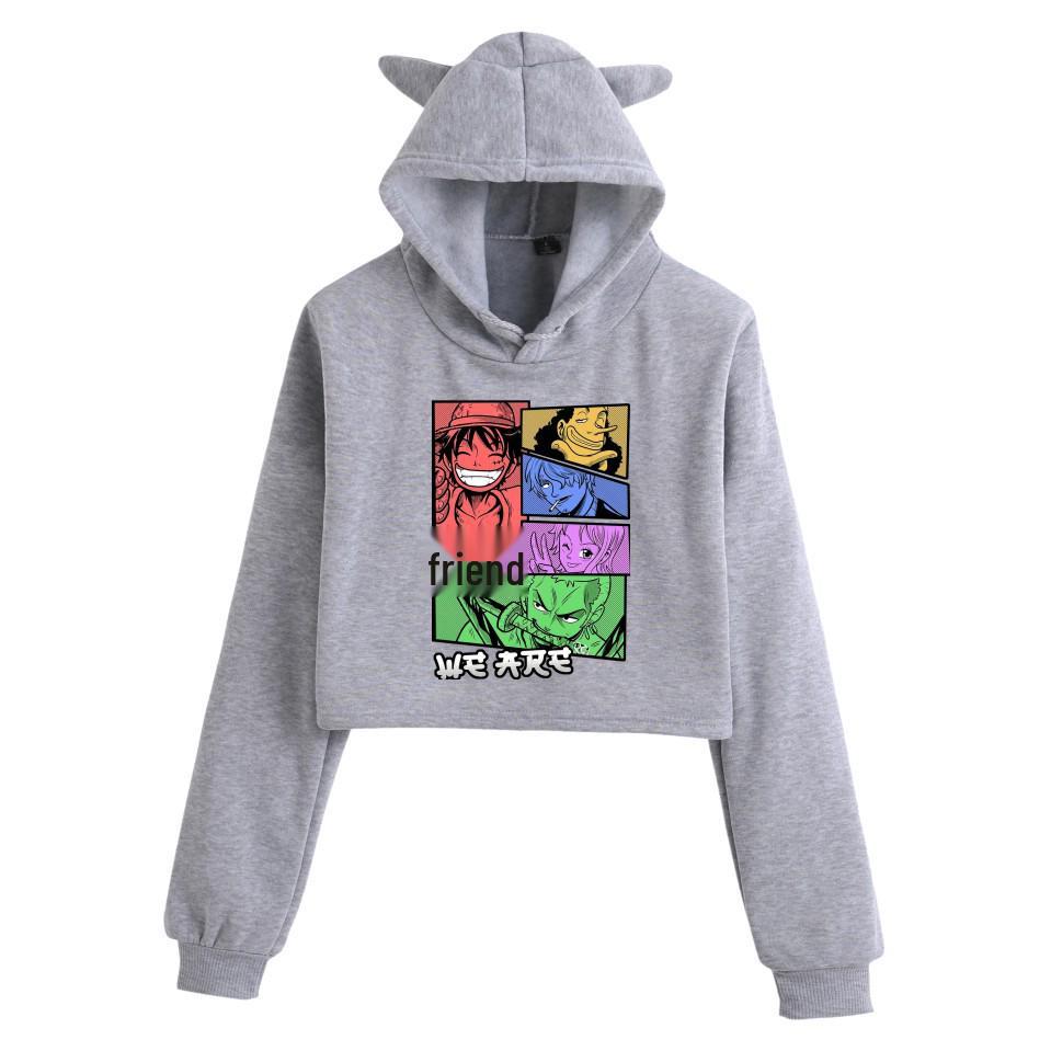 Women's Cat Ear Hoodie - One Piece Anime Print, Casual Wear for Autumn/Winter