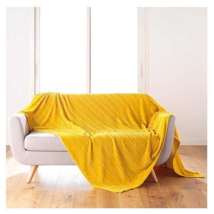 Plaid Flanelle 180 X 220 Cm Aryas Jaune