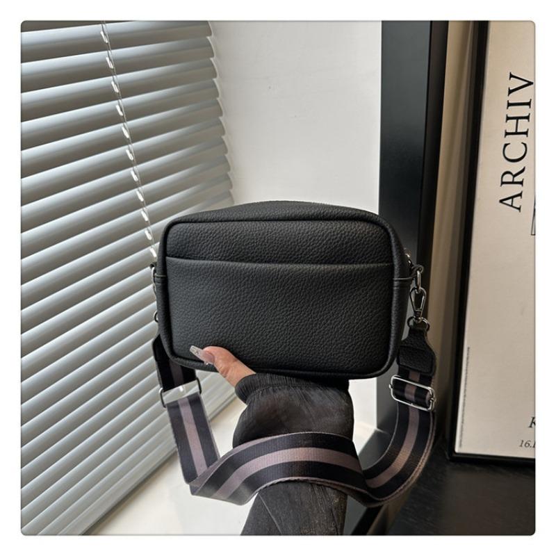 New lychee pattern solid color messenger bag women's summer wide shoulder strap bag women's shoulder small square bag