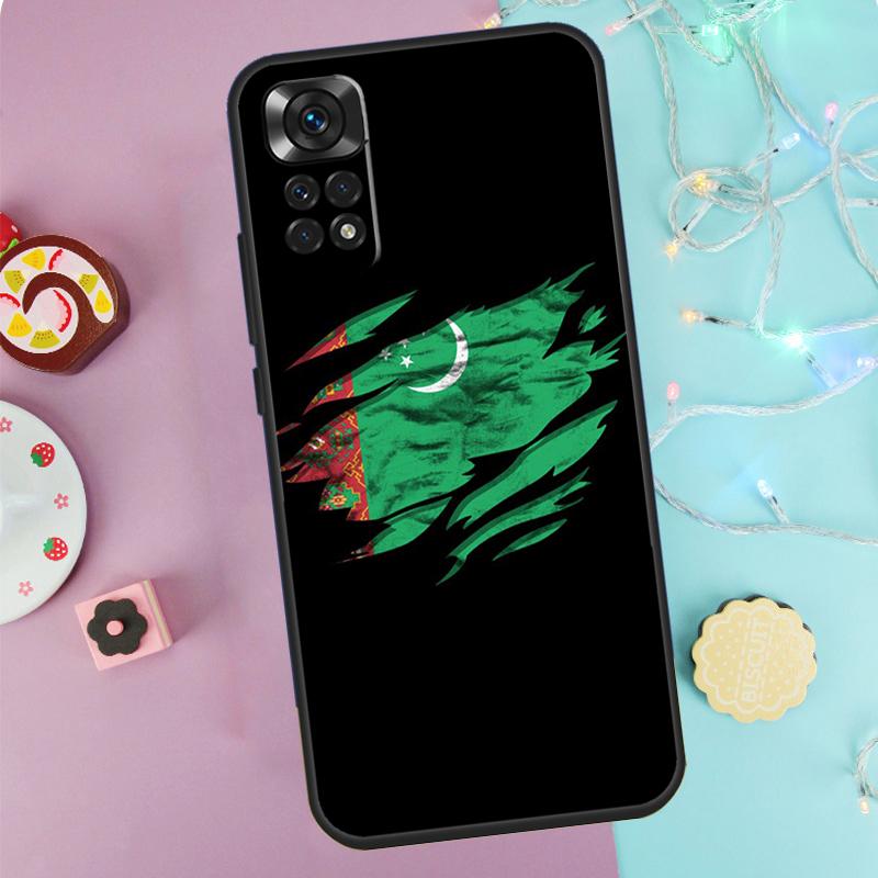 Turkmenistan Flag Case For Xiaomi Redmi Note 9 10 11 12 13 14 Pro 9S 10S 11S 12S Redmi 14C 10C 12C 13C Cover