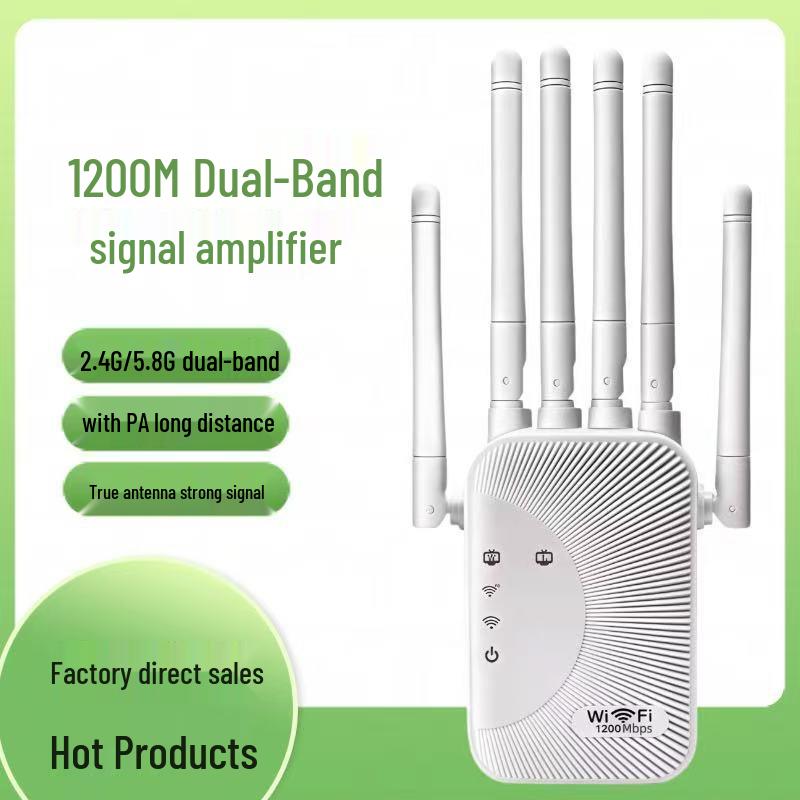 

Dual Band 1200M Wireless WiFi Signal Amplifier & High Power Router (2.4 & 5.8G) 300M EU (4 antennas)
