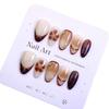 Elegant Brown Gradient Press-On Nails with Gold Beads – Autumn/Winter Luxury Style