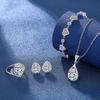 Elegant Teardrop Diamond Jewelry Set: 5-Carat Necklace, Ring, Bracelet, and Pendant