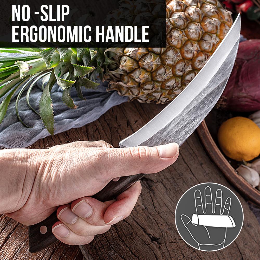 Hand Forged Boning Knife High Carbon Steel Pineapple Hook Knives Kitchen Utility Tools With Knife Scabbard