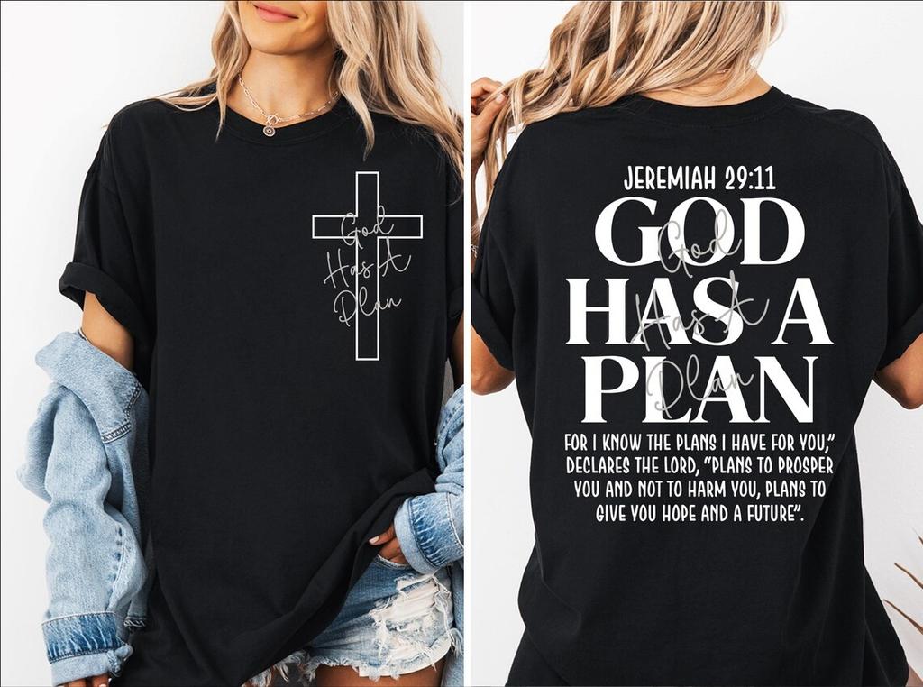 Jeremiah 2911 God Has A Plan Christian T Shirt Unisex Bible Verse Faith Based Scripture Cross Graphic Tee Summer Casual Fashion