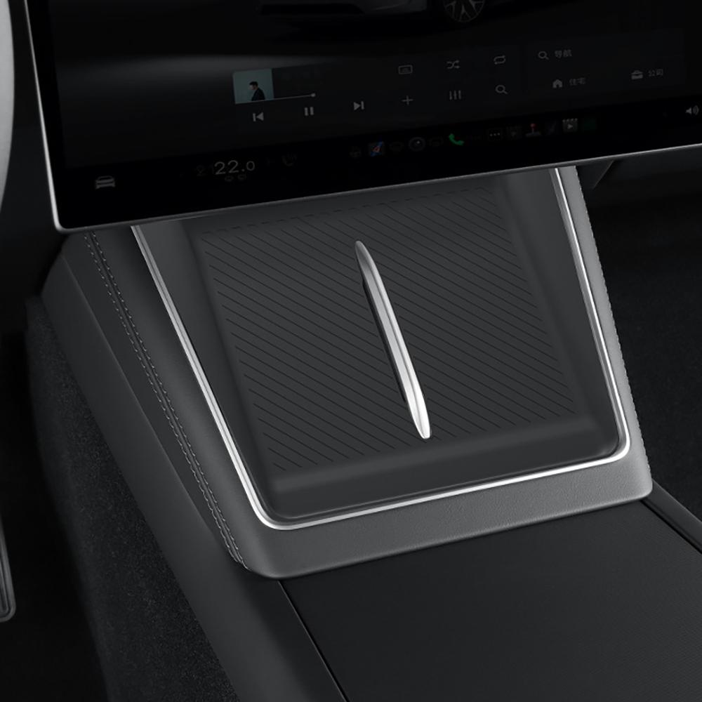 Center Console Wireless Charging Silicone Phone Pad Twill Mat Easy Clean For Tesla Model Y L LWB 2026 Long Wheelbase