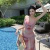 2024 Women's Three-Piece Bikini Set with Long Skirt - Sexy Gathered Swimwear for Seaside Vacations