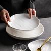 Irregular Ceramic Deep Plate Water Ripple Pure White Salad Plate Thick Soup Plate Dessert Dish Pasta Plates Creative Tableware
