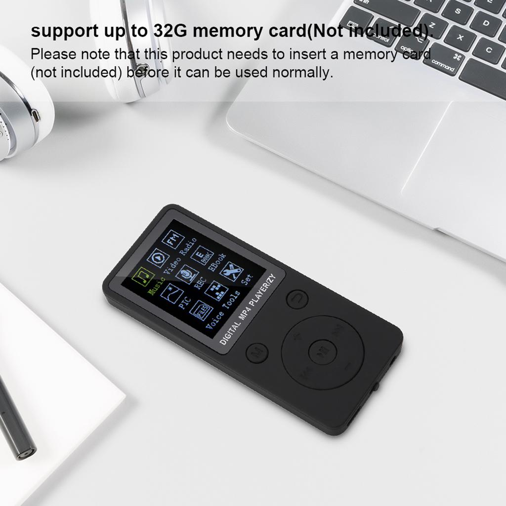 Portable Screen MP4 Music Player Support 32GB TF Card with Headphone Long Standby Time