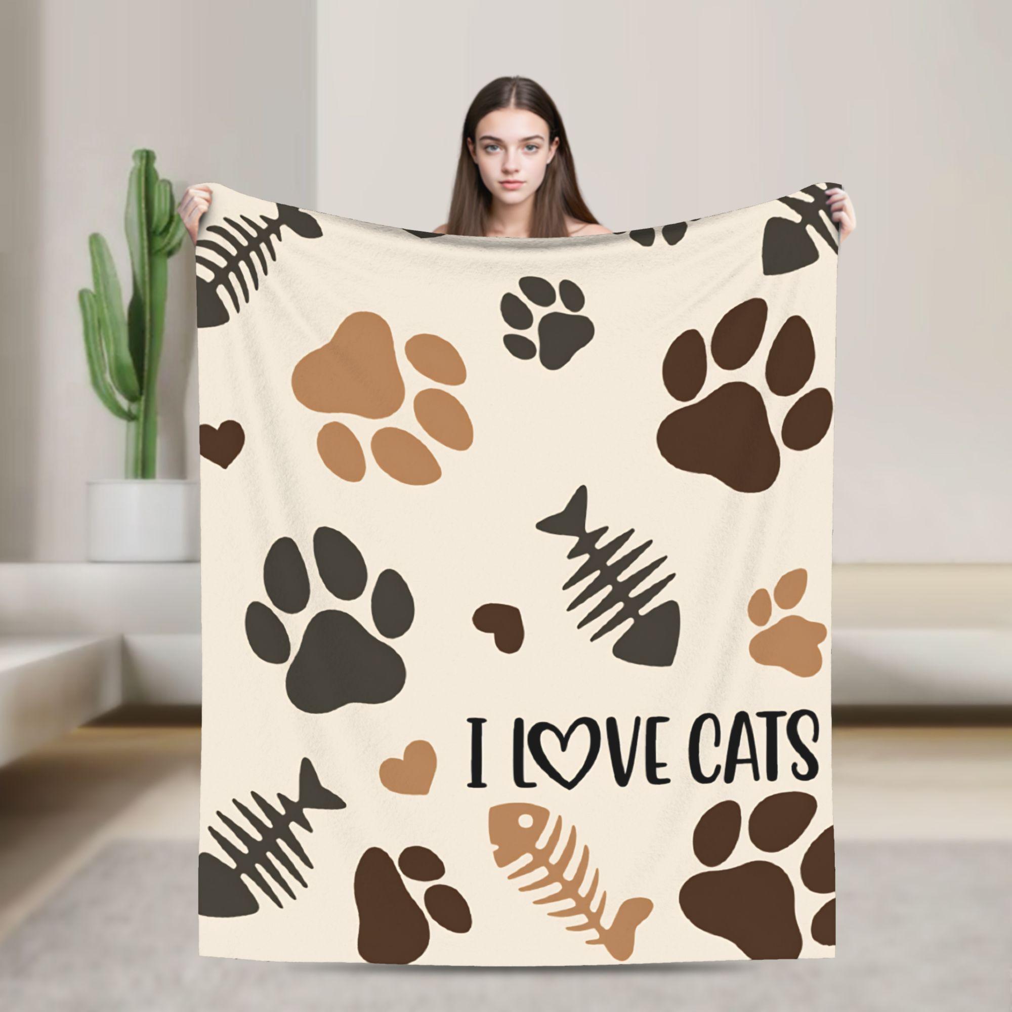 

Whimsical Reading Cat Flannel Blanket Winter Warm Throw Blanket for Students Bedroom Funny Bedspread Sofa Bed Cover 130x150cm