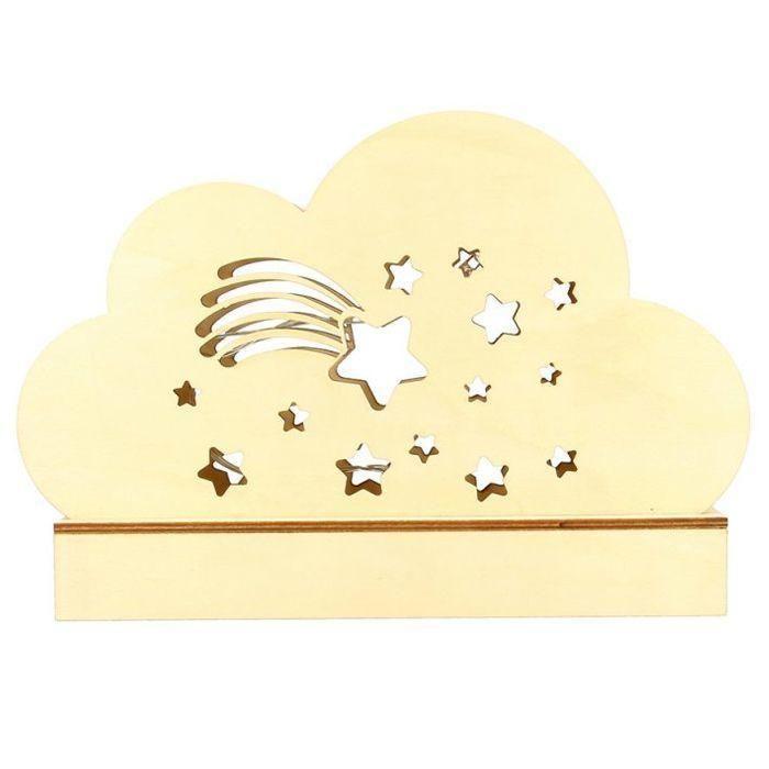 Lampe en bois LED à décorer 'Artemio - Rainbow' Nuage Etoile 25x13.7x5.5 cm