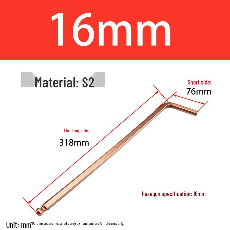 S2 Extended Ball End Hex Key Set, L-Shaped, 6-Sided, Sizes 2-12mm