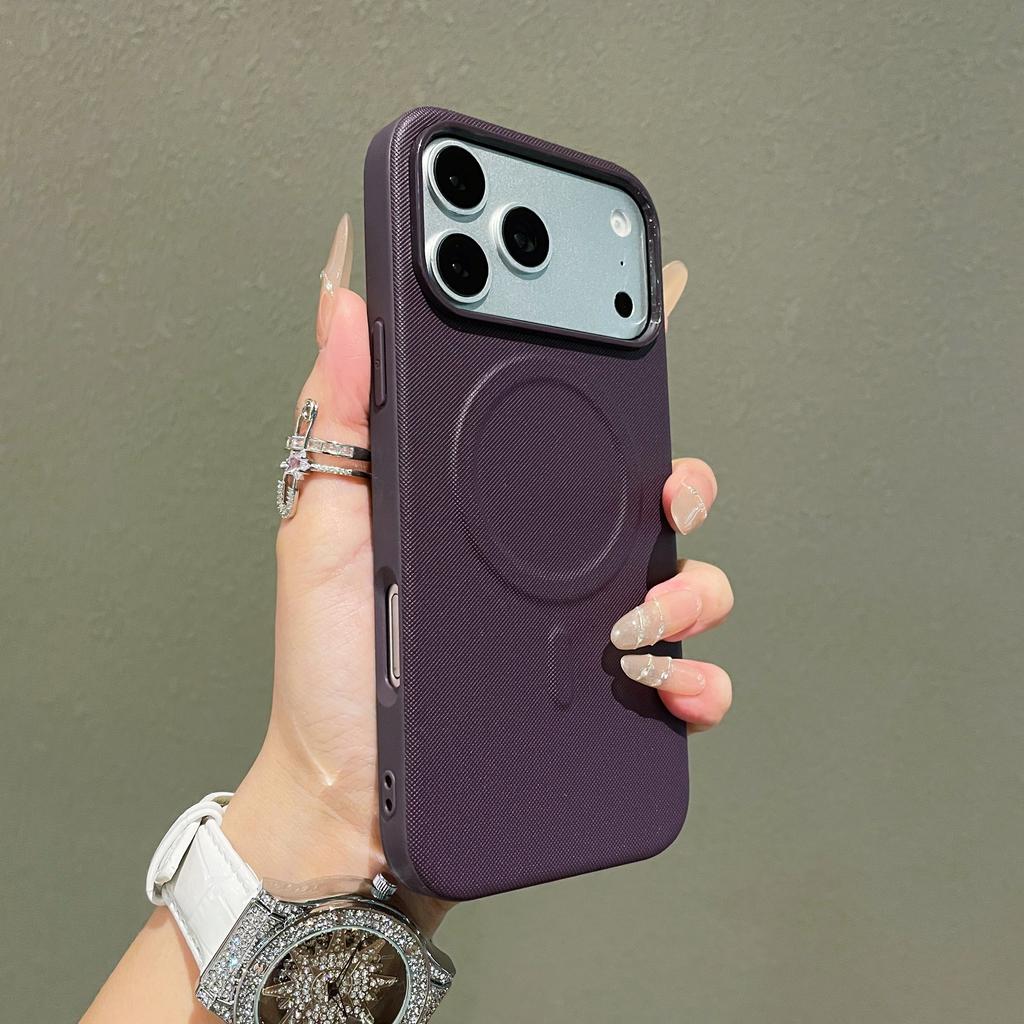 Matte Artificial Leather Magnetic Phone Case for For Iphone 17 16 15 14 Pro Max 13 for  Wireless Charging Back Cover