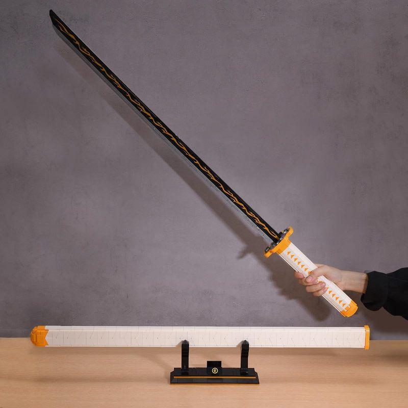 956PCS Zenitsu Sword Building Blocks Model Set 38.8in Anime Cosplay Sword Samurai Sword Building Kit for Adults and Kids Gifts