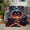 "Halloween Horror: Fiery Skull Pathway Wall Art"Blanket Flannel Throw Blanket for Sofa, Bed, Travel, Camping, Office