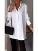 Plus Size Women's Casual Long-Sleeve Multi-Color Solid Shirt
