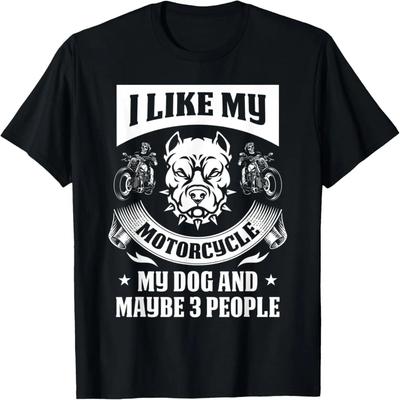 Ich mag mein Motorrad, meinen Hund und vielleicht 3 Leute Biker T-Shirt