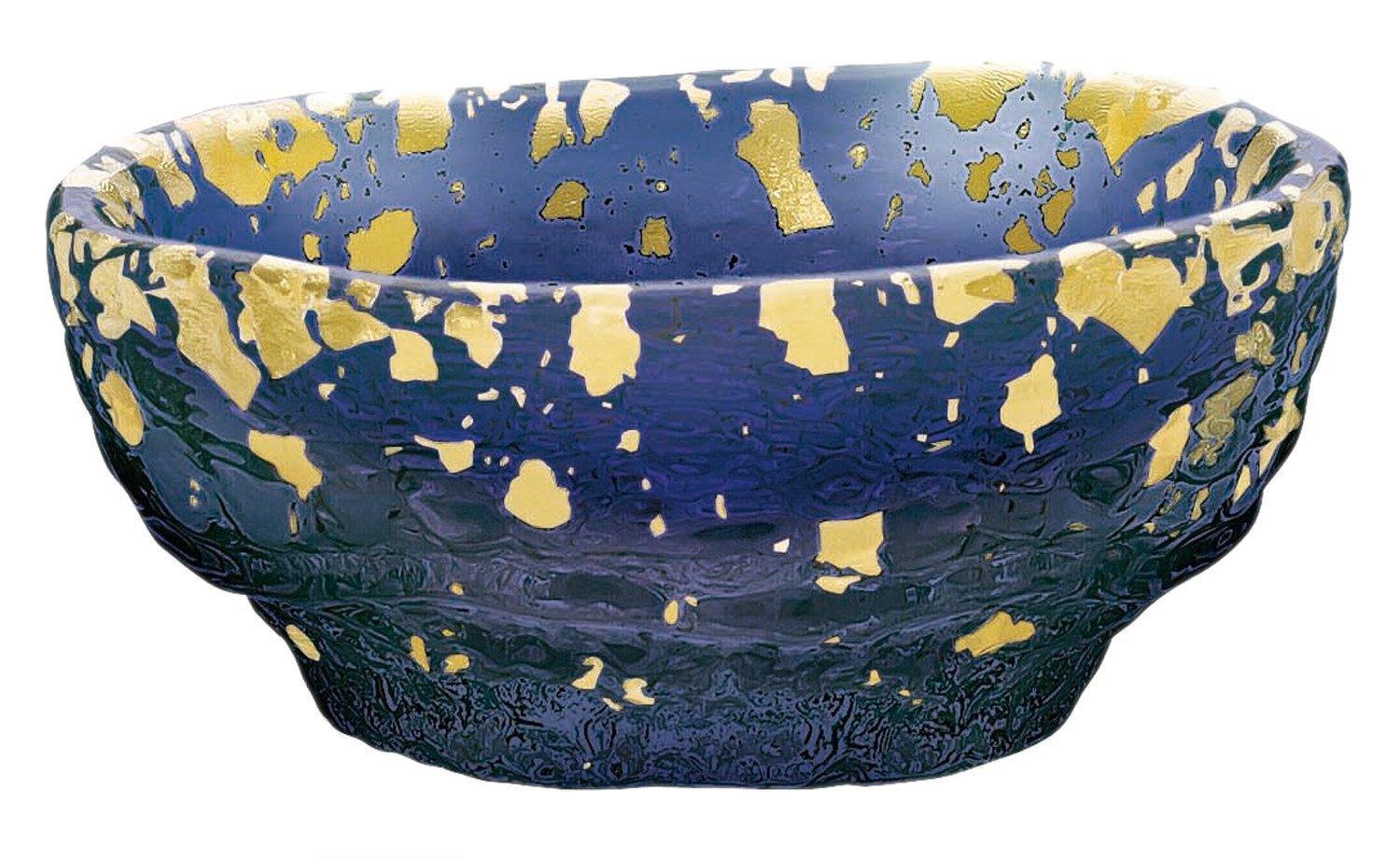 

Toyo Sasaki Glass Gold Leaf Bowl Small Deep Made in Small Miniature Small Side Glass Tableware Plate, Blue, Japan, Plate, Plate, Bowl, Plate, Plate,