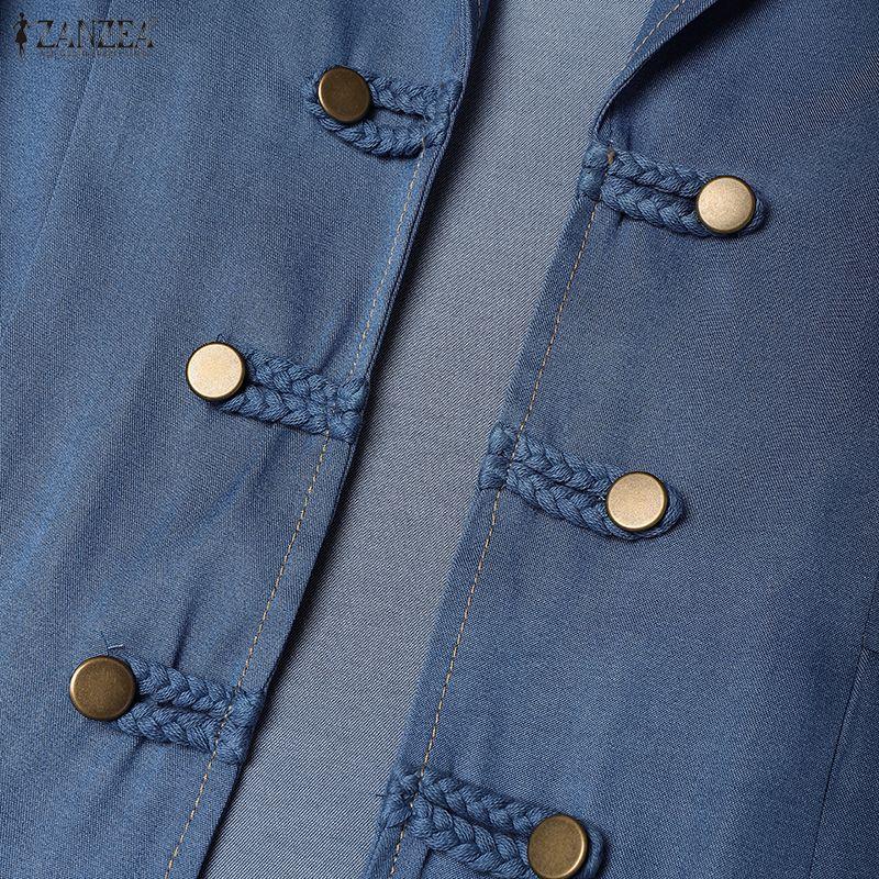 ZANZEA Womens Casual Lapel Solid Color Loose Long Sleeve Cardigan Blouse