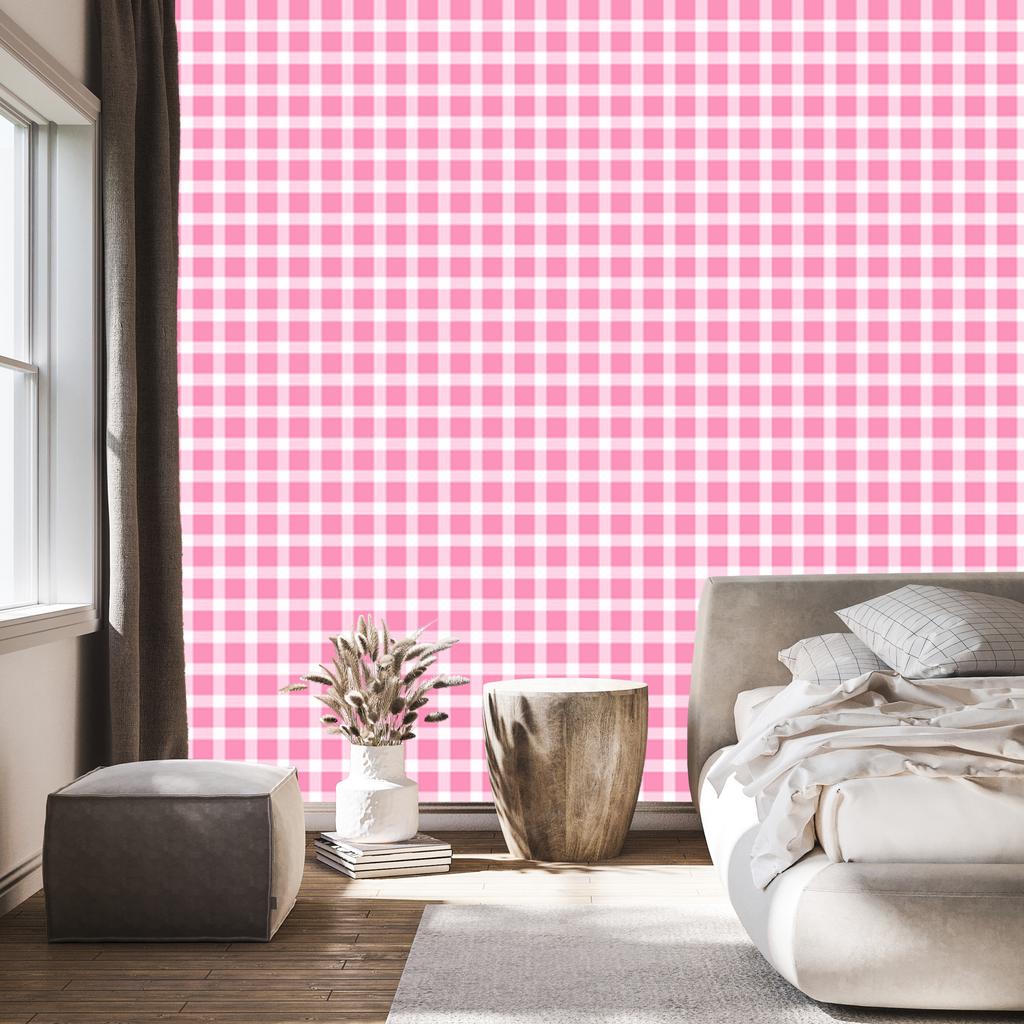 Pink Checkered Powder Pink Wallpaper for Living Room and Bedroom 50x1000