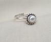 Freshwater Pearl Adjustable Ring 925 Sterling Silver Handmade Minimal Silver Jewelry June Birthstone