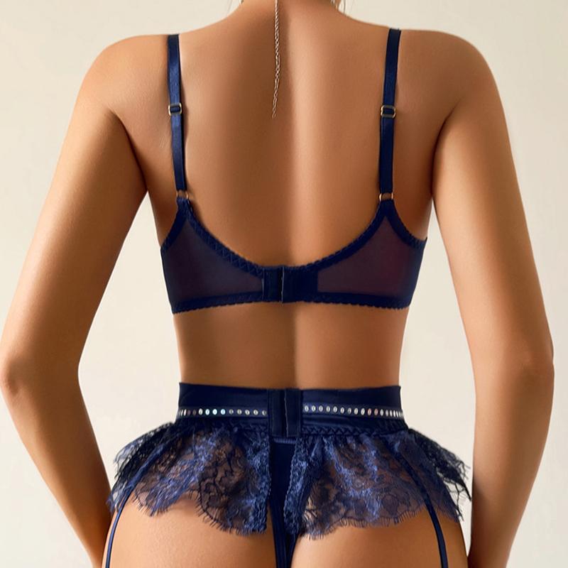 Women's Sexy Lingerie Set Hollow Out See-Through Allure Lingerie Set Push-Up Shaping Bra & Panty Set