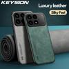 KEYSION Luxury Retro PU Leather Phone Case for Xiaomi POCO F8 Pro Soft Silicone+PC Shockproof Phone Back Cover for POCO F8 Ultra