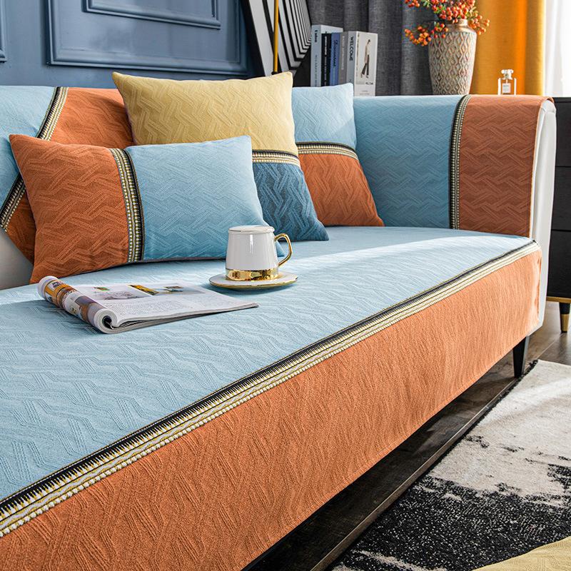 

Легкий роскошный стильный жаккардовый чехол для дивана из синели, универсальный для всех сезонов, простой современный противоскользящий чехол для диванной подушки, чехол для сиденья 70*70cm