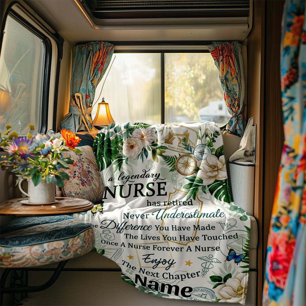 Retirement Celebration Nurse'S Legacy Blanket Personalized Name Soft Comfortable Stylish Blanket Car Blanket Perfect For Travel Camping Outdoor Home