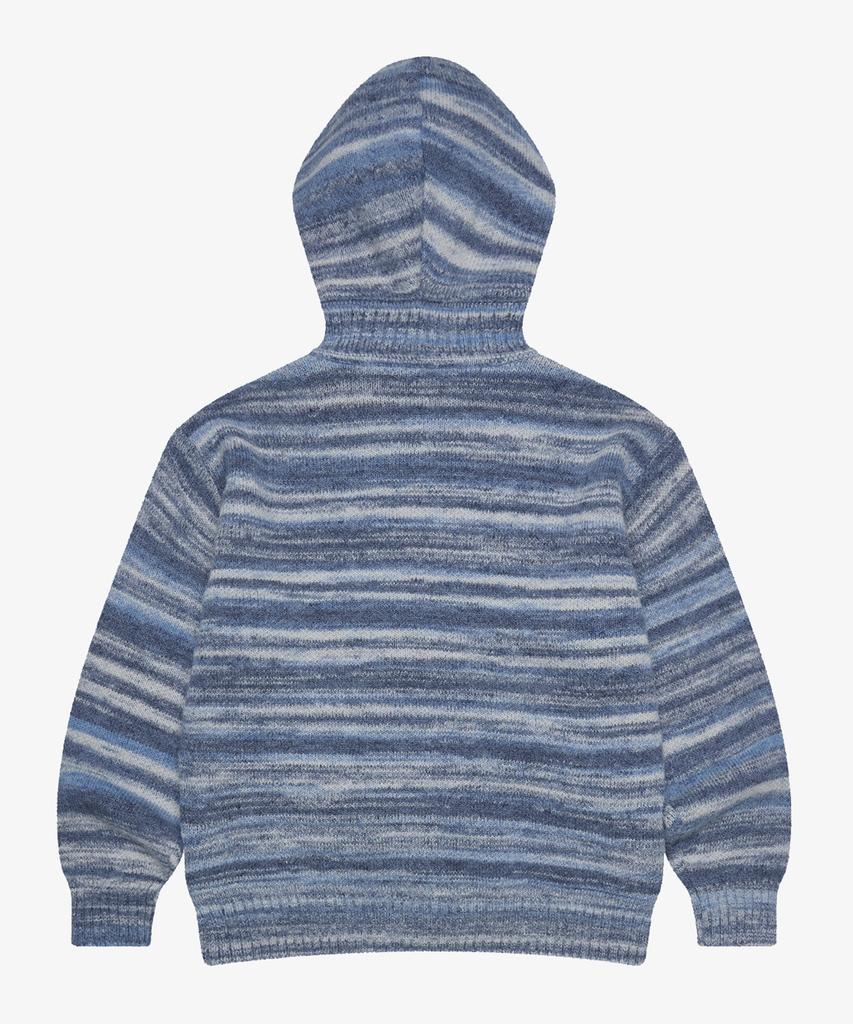 Golden Sunshine Wool Stripe Knit Hood Zip-Up_Blue