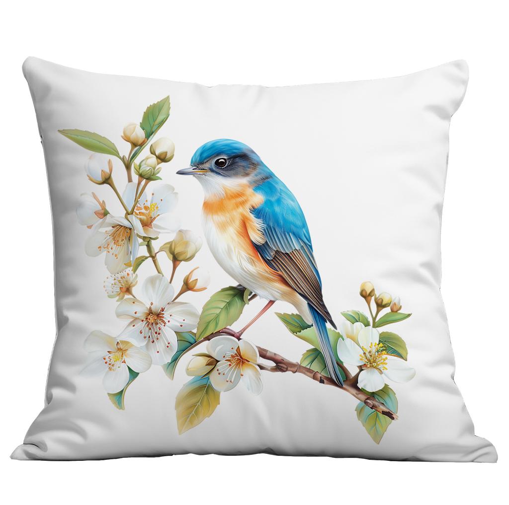 New Spring Flower and Bird Print Pillowcase Home Living Room Sofa Cushion Pillowcase