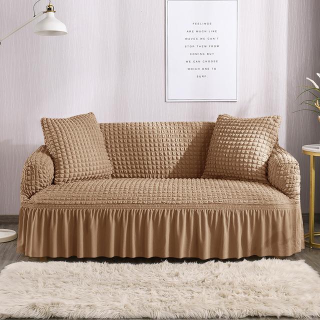 European Jacquard Sofa Cover Sofa Cover Fabric Solid Color Lightweight Luxury Full Set Living Room
