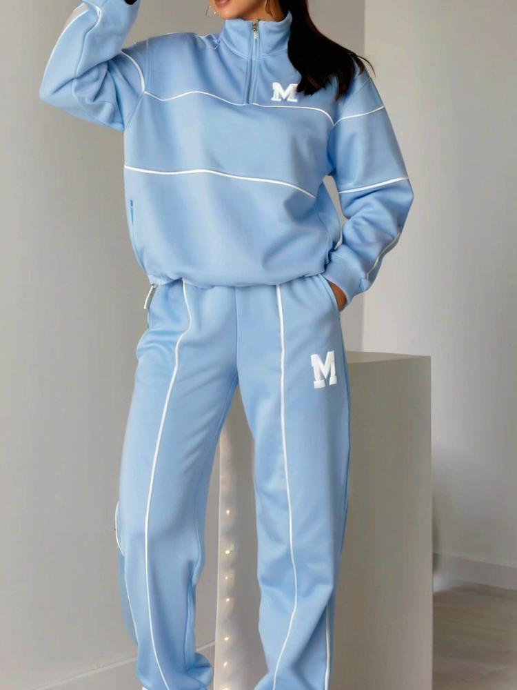 

Худи с надписью, с длинными рукавами, длинные брюки, повседневный спортивный костюм 3XL синий