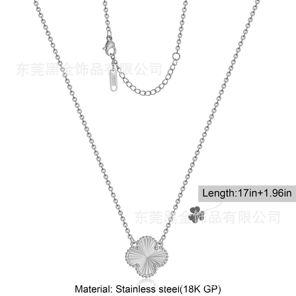 Titanium Steel 18K Four-leaf Clover Flower Necklace Does Not Fade Light Luxury 15MM Flower Single Flower Necklace