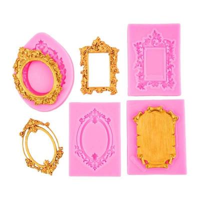 4Pcs Baroque Photo Frame Fondant Molds Embossed Design Photo Frame Molds  Kitchen Baking