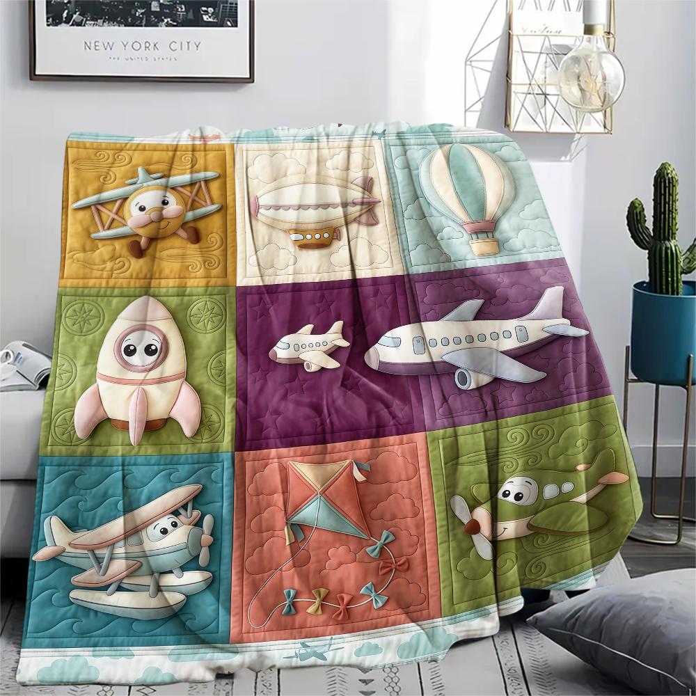 Fabric animal spaceship Print Flannel Blanket High quality Comfortable for All Seasons Home Decor Warmth and Comfort Perfect for Christmas Gifts