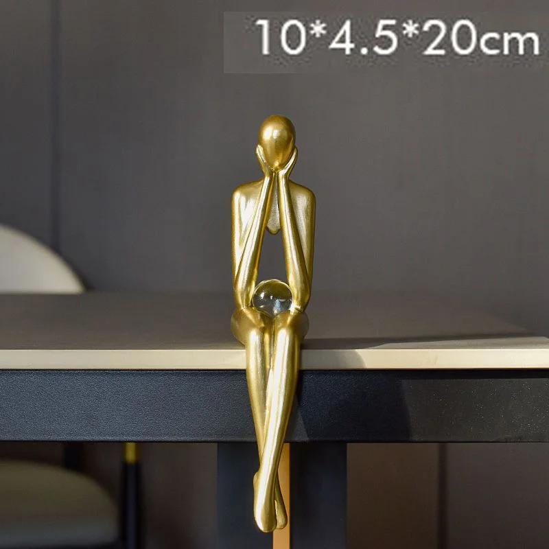 Luxury Gold Abstract Figure Sculpture Home Decoration Office Wine Cabinet Living Room Decor Resin Beautiful Woman Sculpture, 1Pc
