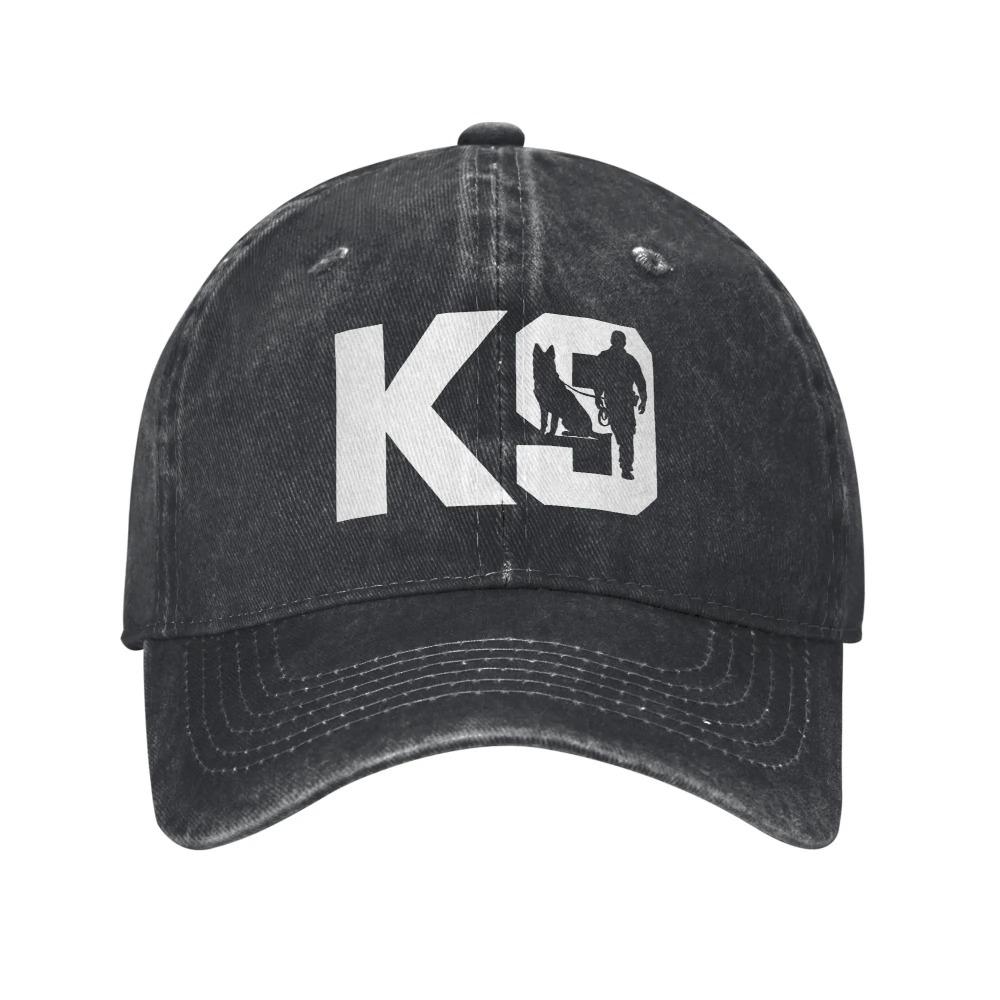 K9-Unit-Malinois-Team Handler Men Women Baseball Cap Tactical Police Dog Squad Distressed Denim Hats Vintage Adjustable Headwear