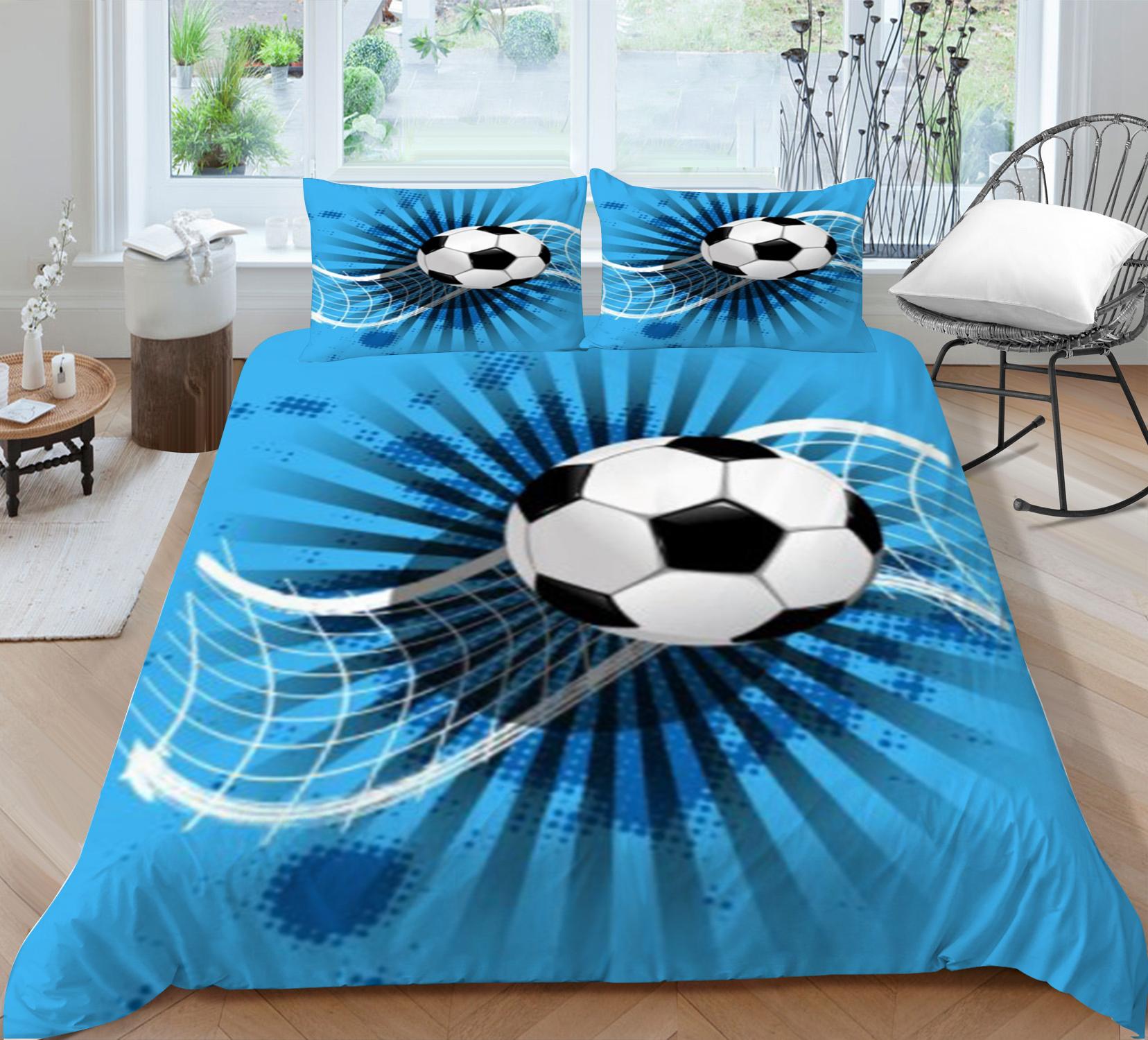 

Футбольный принт Пододеяльник с наволочкой Пододеяльники Лучший подарок Наволочка Дышащий комплект постельного белья из микрофибры Single 135x200cm