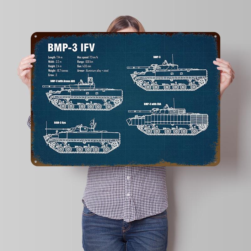 BMP IFV Printed Poster Customized Wall Art Retro Vintage Metal Tin Signs for Modern Home Decoration Luxury Room Accessories