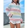 Felpa con Cappuccio da Donna, Vestibilità Larga Casual Stile Streetwear, Tessuto Misto Elastico per Facilità di Indosso, Design a Colori a Contrasto