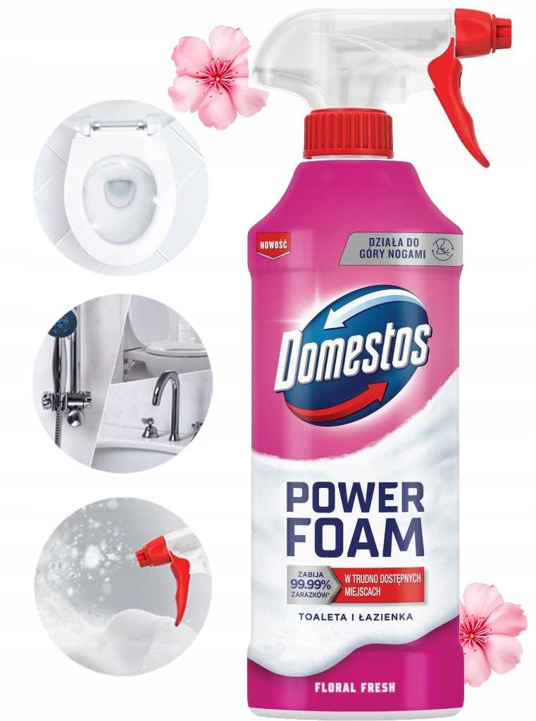 Domestos Power Foam Piana Do Mycia Toalety I Łazienki Floral Fresh 435Ml