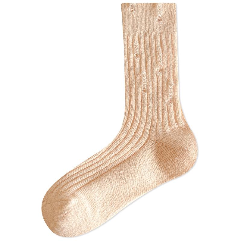 Season Socks Hole Stacking Socks Trendy Outer Wear Personalized Retro Fleece Thickened Warm Australian Fleece Medium Tube Socks