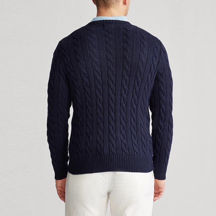 Polo Ralph Lauren Micro Logo Casual Cable Knit Cotton Sweater Men Sweater Blue MNPOSWE16820218-400