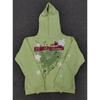 Felpa Sp5der Oversize Spessa in Pile con Stampa a Foglia Ragnatela Design Uomo Inverno Casual