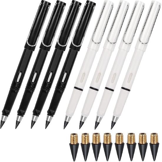 Infinity Forever Pencil - 0.7mm Infinite Everlasting Metal Inkless Pencils Set with Eraser, No Need Sharpened, Replace Mechanical Pen for Sketch,