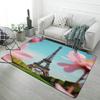 Eiffel Tower Print Area Rug Soft Flannel Washable Floor Mat for Living Room Bedroom Entryway Paris Themed Home Decor
